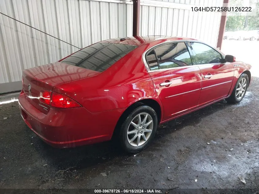 2008 Buick Lucerne Cxl VIN: 1G4HD57258U126222 Lot: 39678726