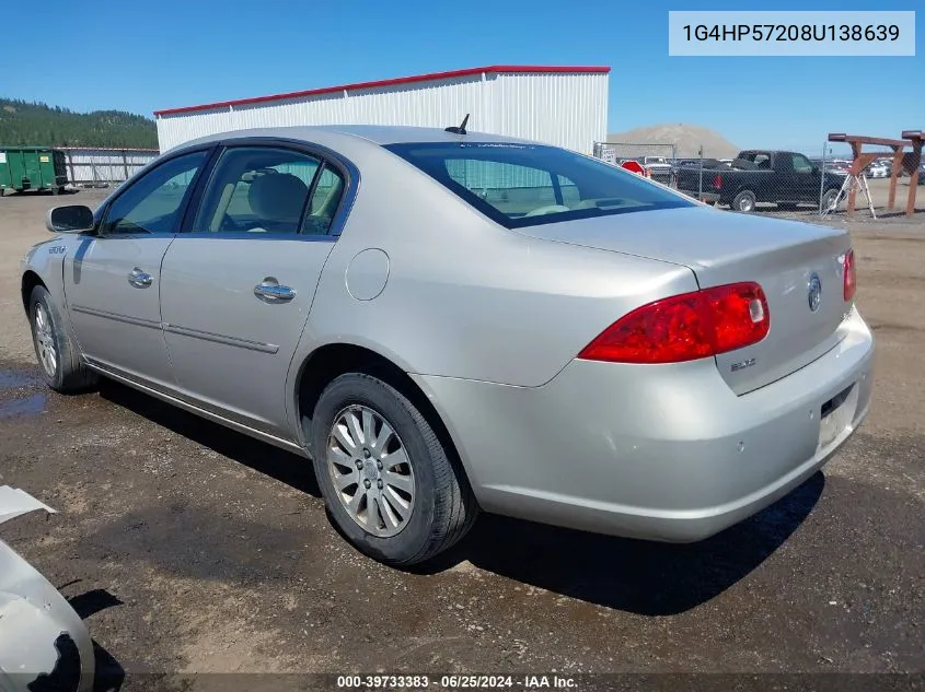 2008 Buick Lucerne Cx VIN: 1G4HP57208U138639 Lot: 39733383