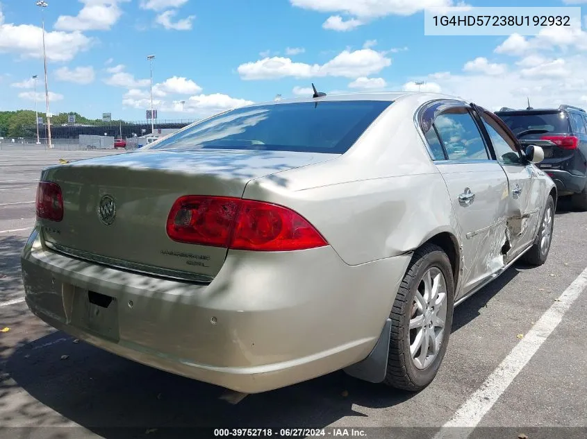 2008 Buick Lucerne Cxl VIN: 1G4HD57238U192932 Lot: 39752718