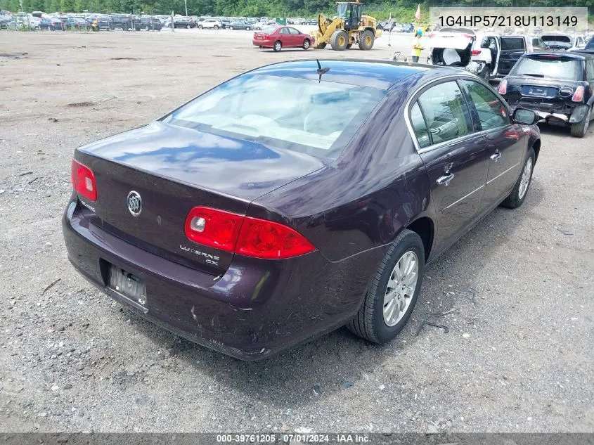 2008 Buick Lucerne Cx VIN: 1G4HP57218U113149 Lot: 39761205