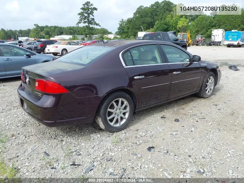 2008 Buick Lucerne Cxl VIN: 1G4HD57208U135250 Lot: 39824683