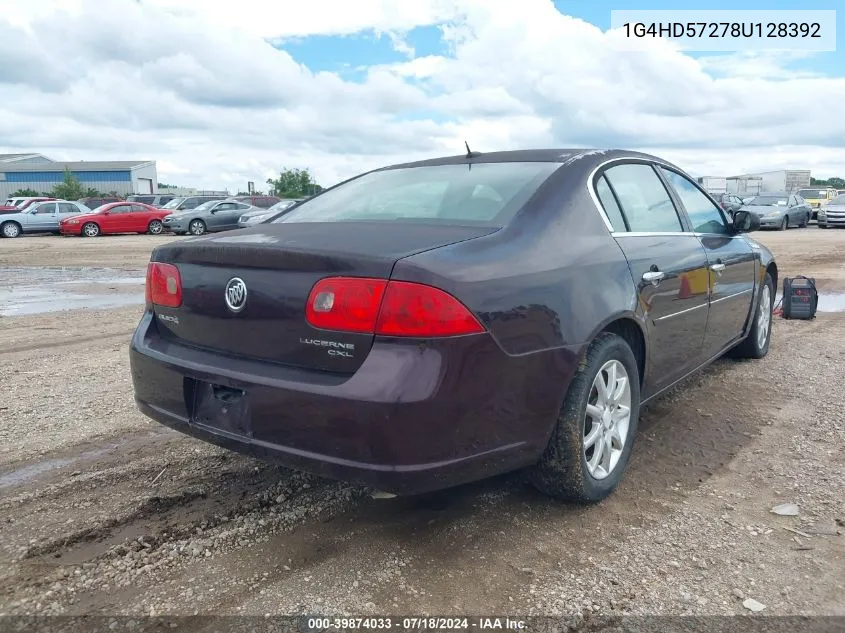 2008 Buick Lucerne Cxl VIN: 1G4HD57278U128392 Lot: 39874033