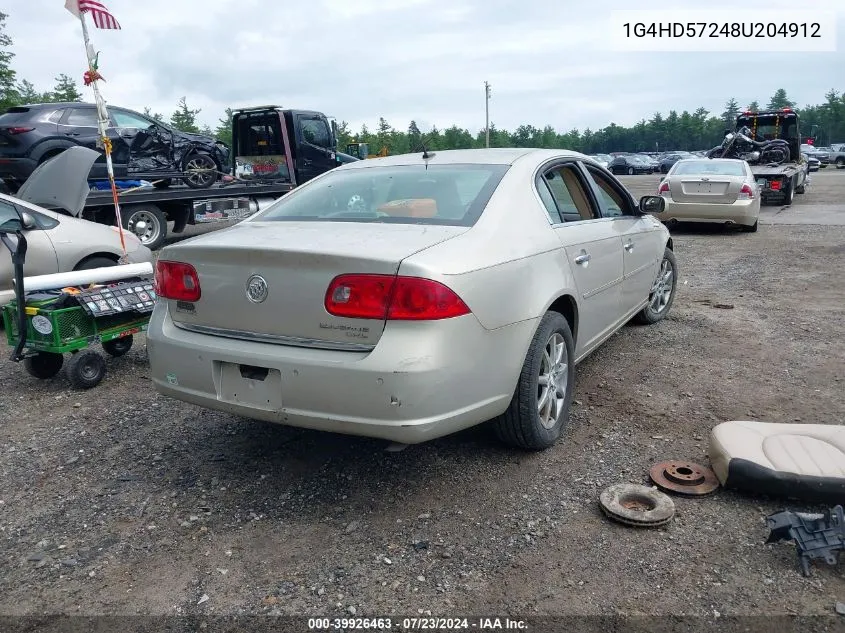 2008 Buick Lucerne Cxl VIN: 1G4HD57248U204912 Lot: 39926463