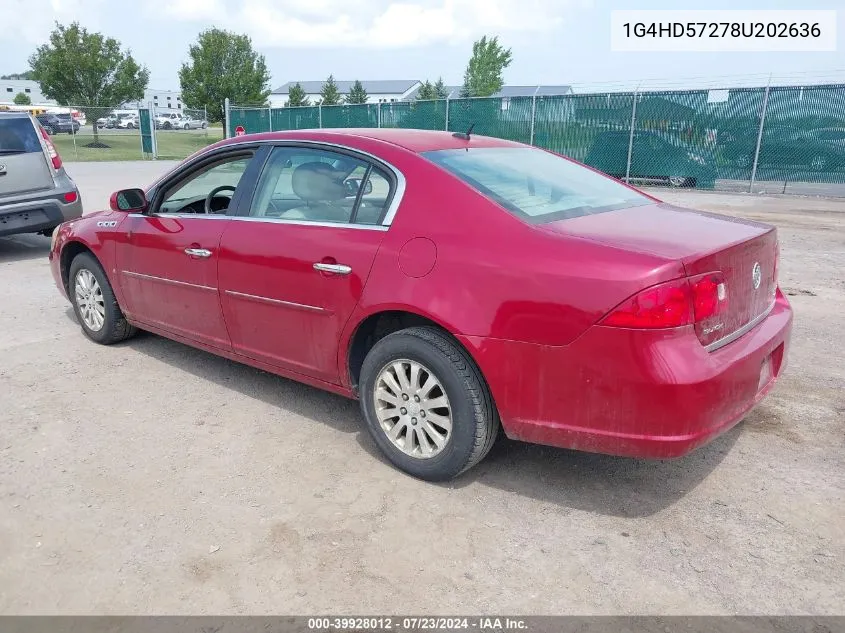 2008 Buick Lucerne Cxl VIN: 1G4HD57278U202636 Lot: 39928012