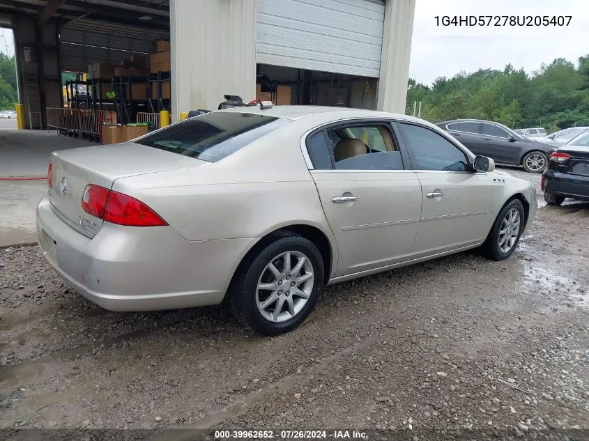 2008 Buick Lucerne Cxl VIN: 1G4HD57278U205407 Lot: 39962652