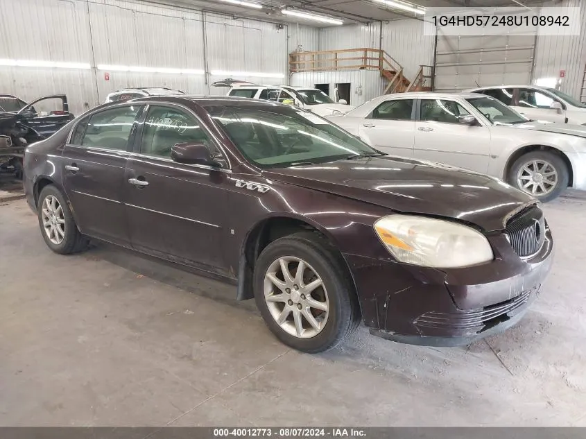 2008 Buick Lucerne Cxl VIN: 1G4HD57248U108942 Lot: 40012773