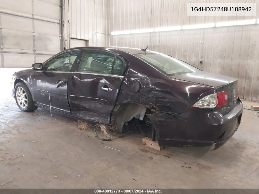 2008 Buick Lucerne Cxl VIN: 1G4HD57248U108942 Lot: 40012773