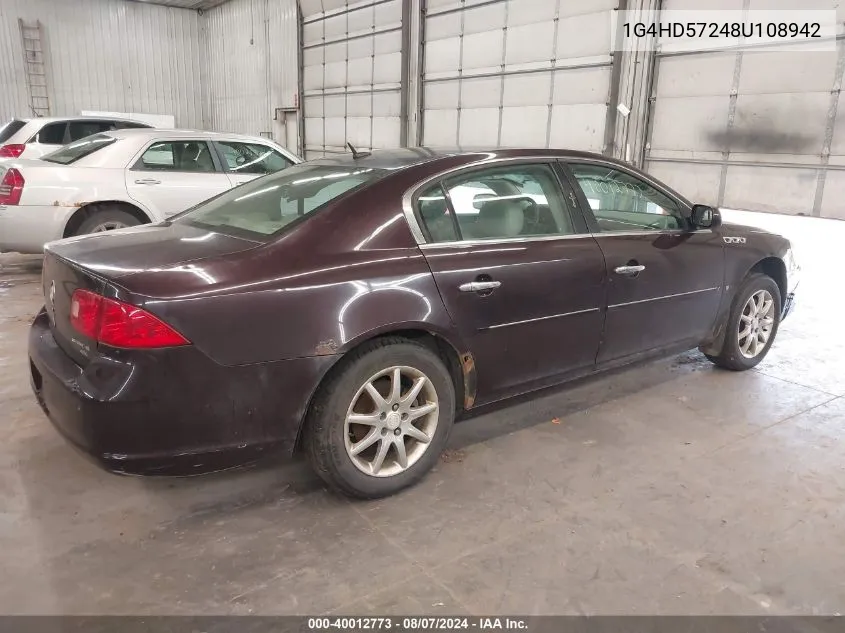 2008 Buick Lucerne Cxl VIN: 1G4HD57248U108942 Lot: 40012773