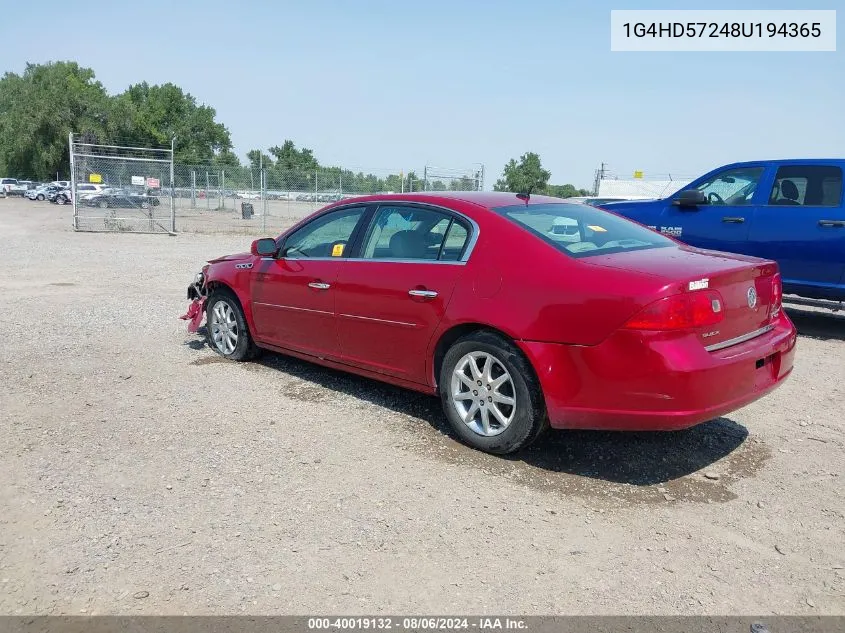 1G4HD57248U194365 2008 Buick Lucerne Cxl