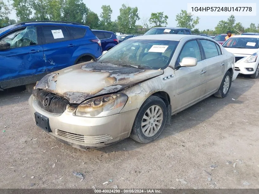 2008 Buick Lucerne Cx VIN: 1G4HP57248U147778 Lot: 40024298