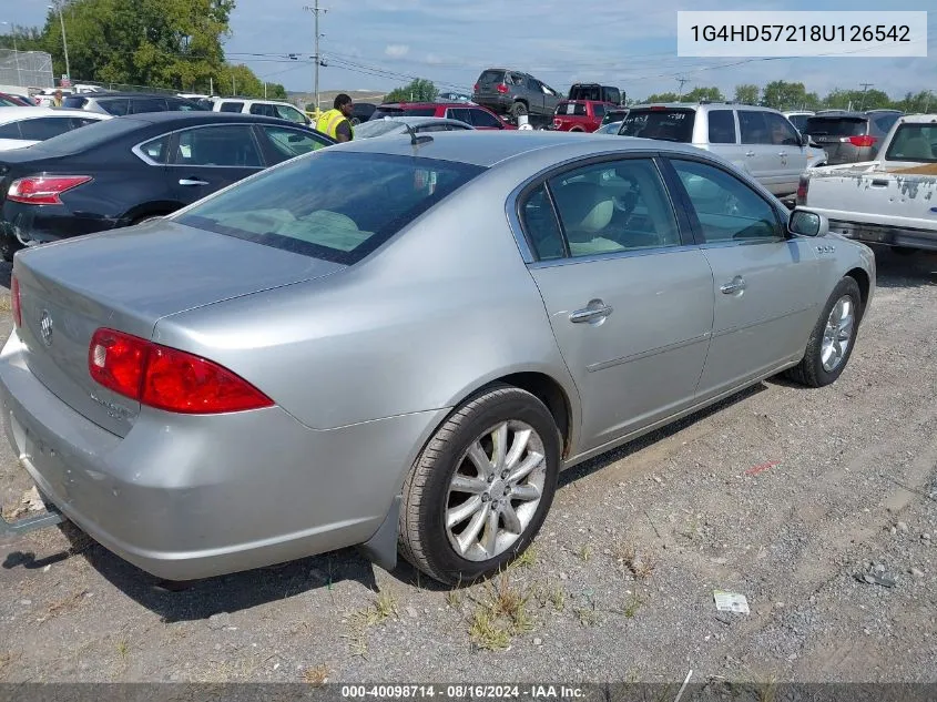 2008 Buick Lucerne Cxl VIN: 1G4HD57218U126542 Lot: 40098714