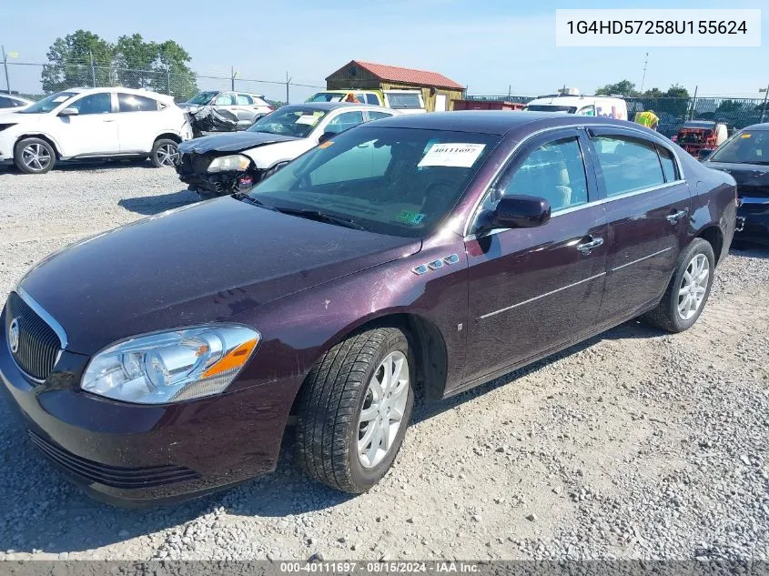 2008 Buick Lucerne Cxl VIN: 1G4HD57258U155624 Lot: 40111697