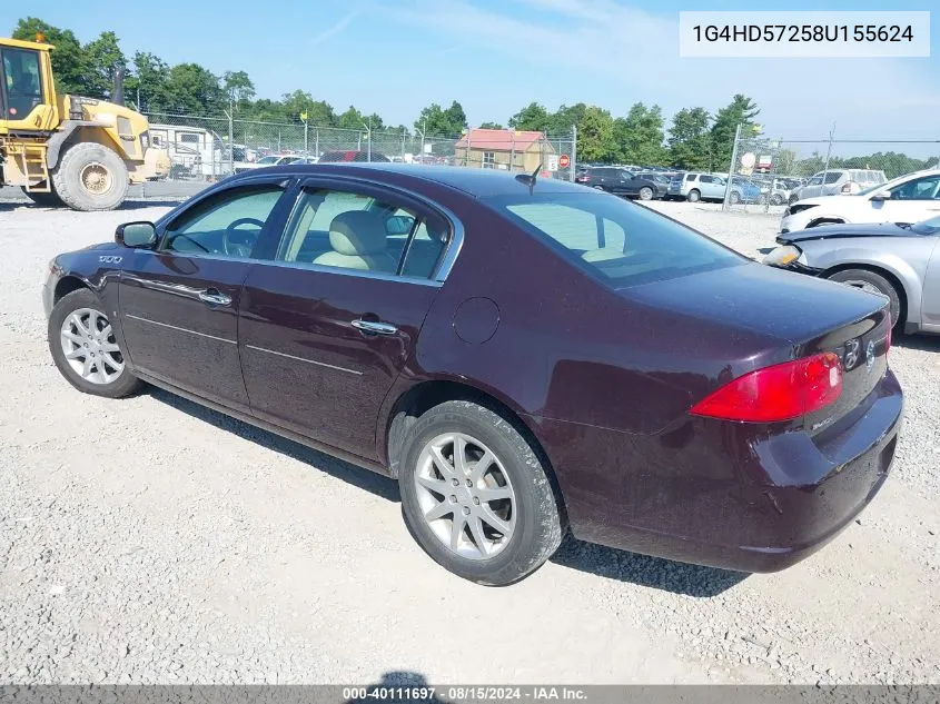 2008 Buick Lucerne Cxl VIN: 1G4HD57258U155624 Lot: 40111697