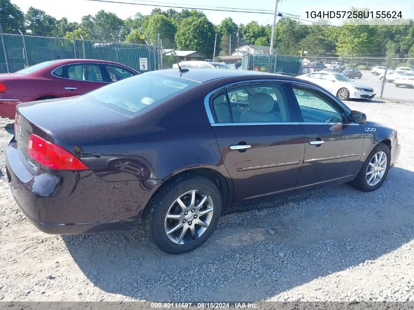 2008 Buick Lucerne Cxl VIN: 1G4HD57258U155624 Lot: 40111697