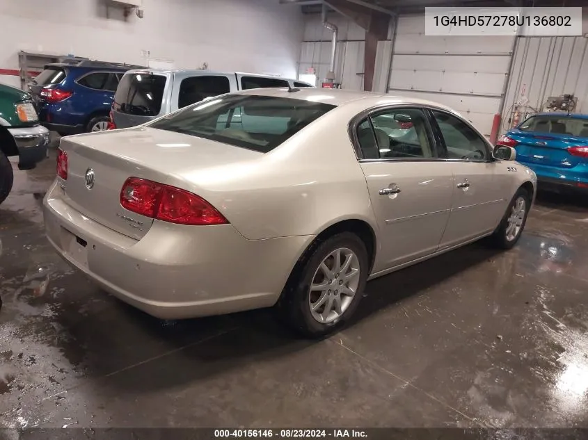 2008 Buick Lucerne Cxl VIN: 1G4HD57278U136802 Lot: 40156146