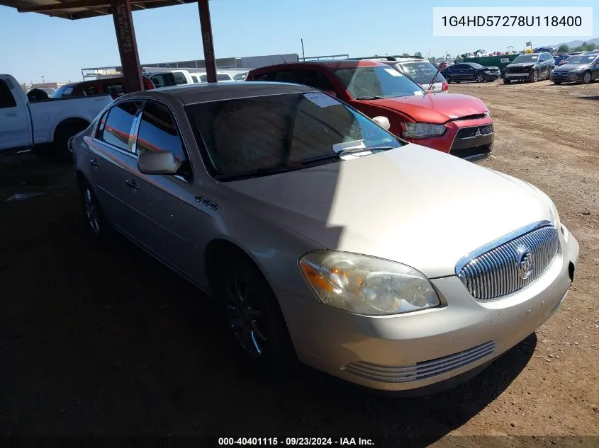 2008 Buick Lucerne Cxl VIN: 1G4HD57278U118400 Lot: 40401115