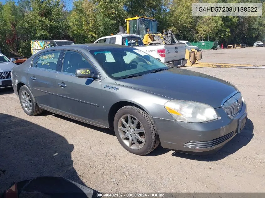 2008 Buick Lucerne Cxl VIN: 1G4HD57208U138522 Lot: 40402137