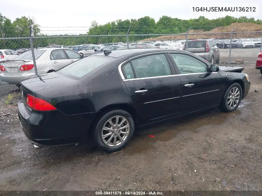 2010 Buick Lucerne Cxl VIN: 1G4HJ5EM4AU136212 Lot: 39411879