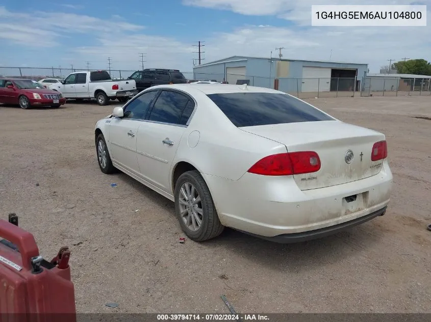 2010 Buick Lucerne Cxl-5 VIN: 1G4HG5EM6AU104800 Lot: 39794714