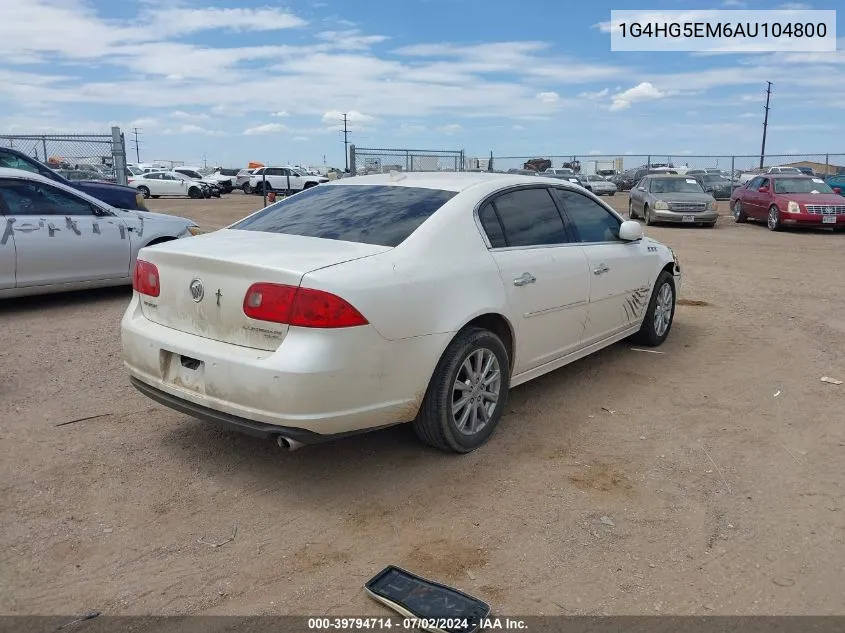 2010 Buick Lucerne Cxl-5 VIN: 1G4HG5EM6AU104800 Lot: 39794714