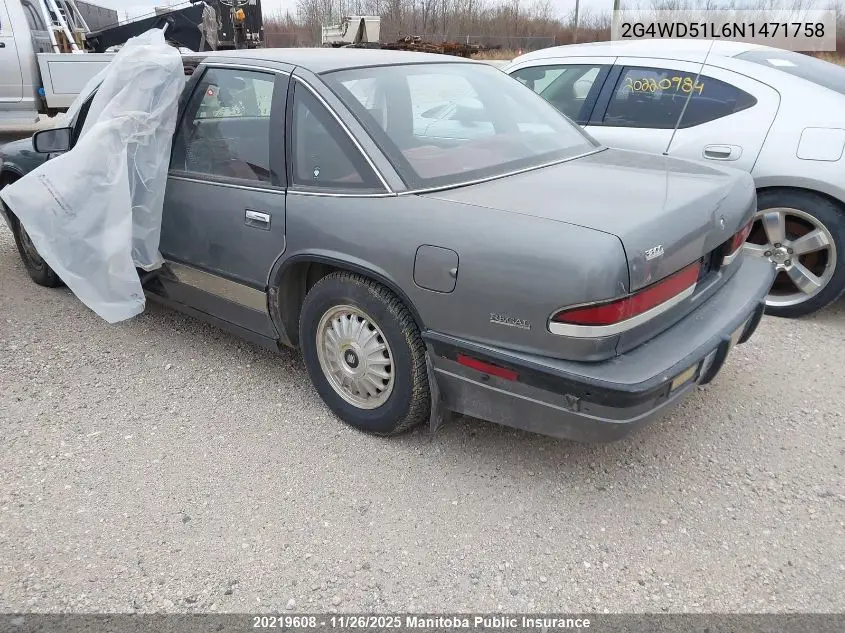 2G4WD51L6N1471758 1992 Buick Regal Limited