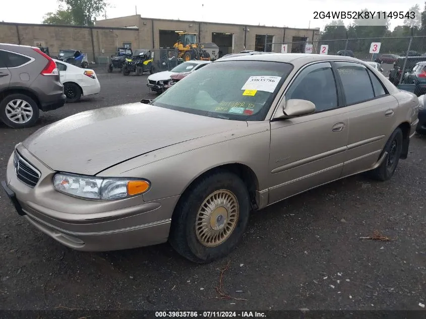 2000 Buick Regal Ls VIN: 2G4WB52K8Y1149543 Lot: 39835786