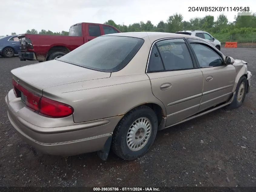 2000 Buick Regal Ls VIN: 2G4WB52K8Y1149543 Lot: 39835786