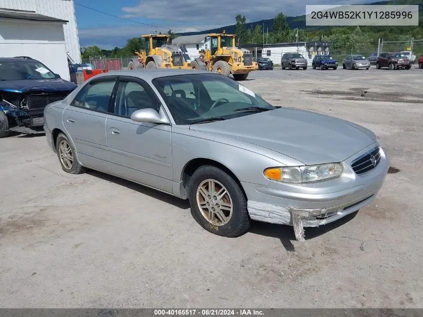 2000 Buick Regal Ls VIN: 2G4WB52K1Y1285996 Lot: 40165517