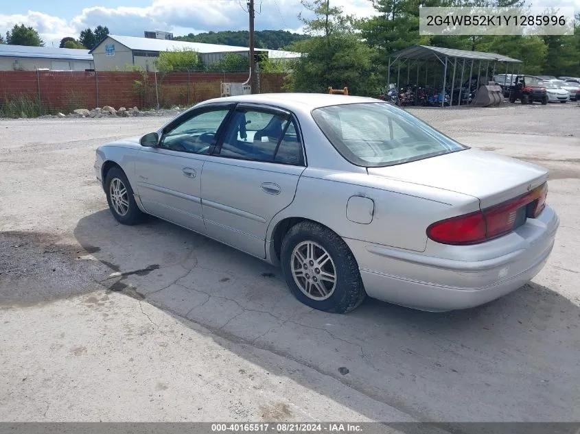 2000 Buick Regal Ls VIN: 2G4WB52K1Y1285996 Lot: 40165517