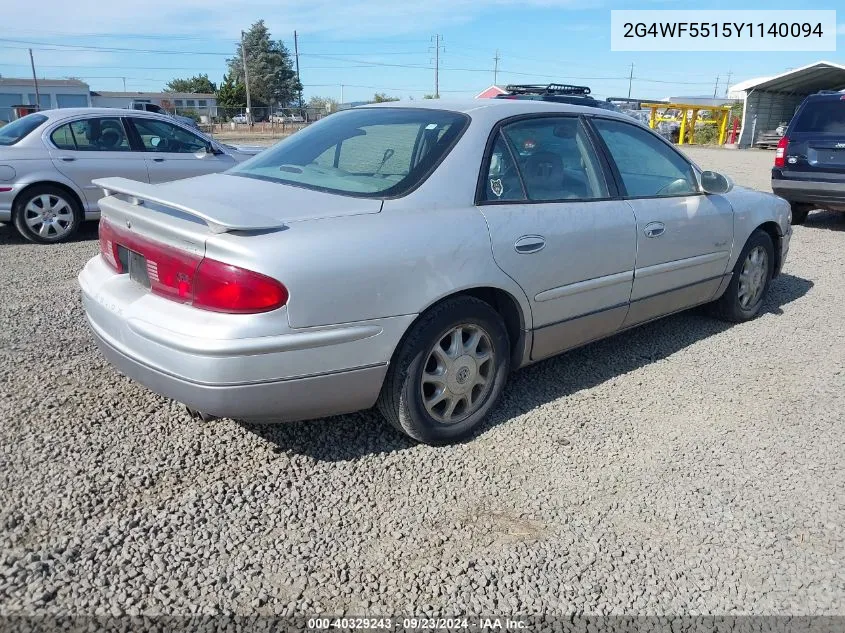 2000 Buick Regal Gs VIN: 2G4WF5515Y1140094 Lot: 40329243