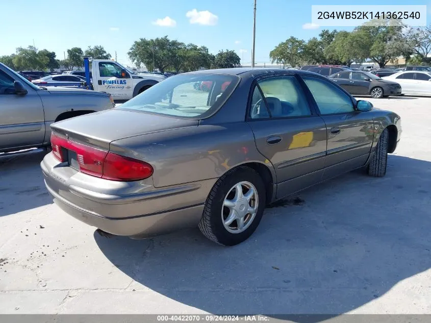 2004 Buick Regal Ls VIN: 2G4WB52K141362540 Lot: 40422070