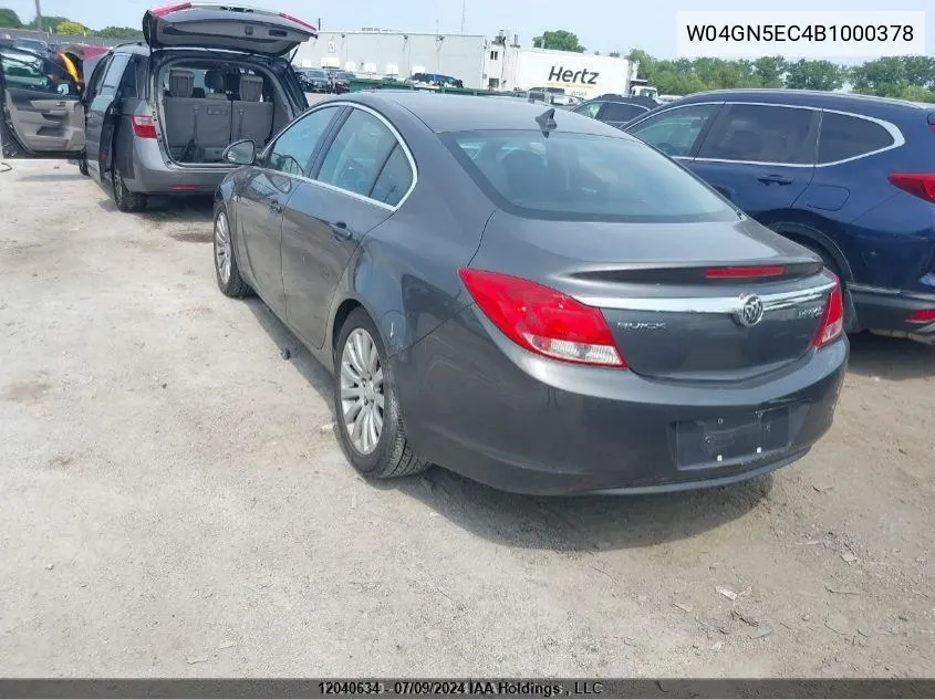 2011 Buick Regal VIN: W04GN5EC4B1000378 Lot: 12040634