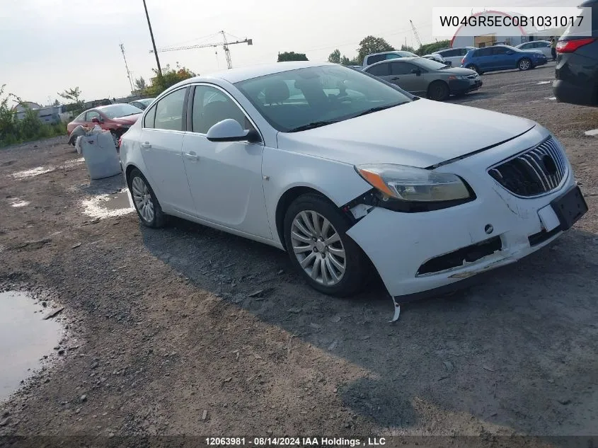 2011 Buick Regal VIN: W04GR5EC0B1031017 Lot: 12063981