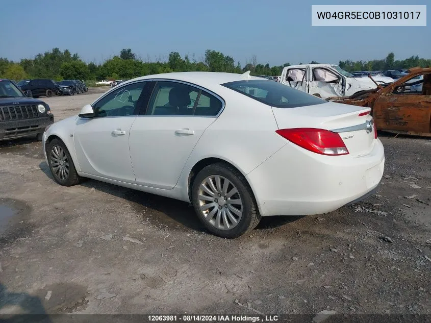 2011 Buick Regal VIN: W04GR5EC0B1031017 Lot: 12063981