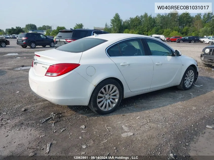 2011 Buick Regal VIN: W04GR5EC0B1031017 Lot: 12063981