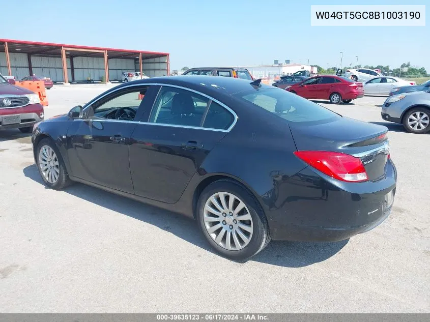 2011 Buick Regal Cxl VIN: W04GT5GC8B1003190 Lot: 39635123