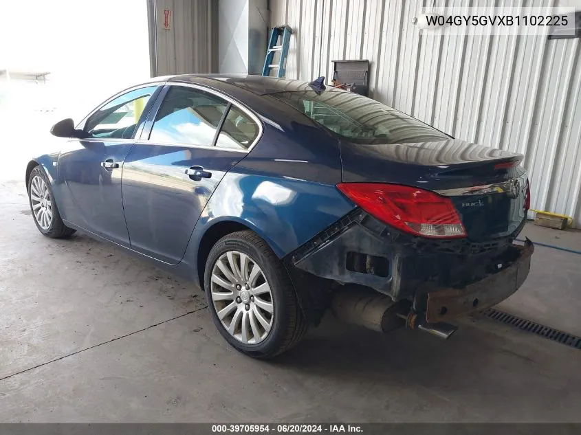 2011 Buick Regal Cxl VIN: W04GY5GVXB1102225 Lot: 39705954