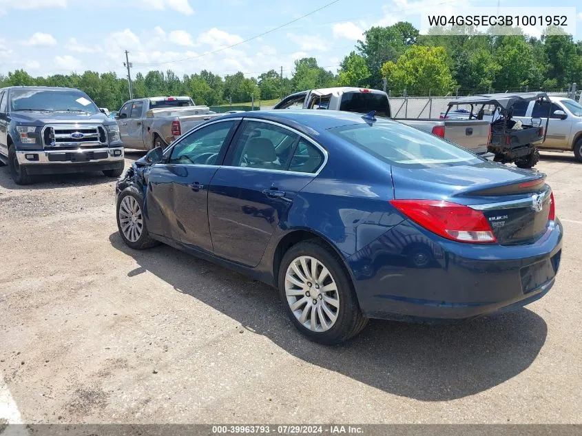 2011 Buick Regal Cxl VIN: W04GS5EC3B1001952 Lot: 39963793