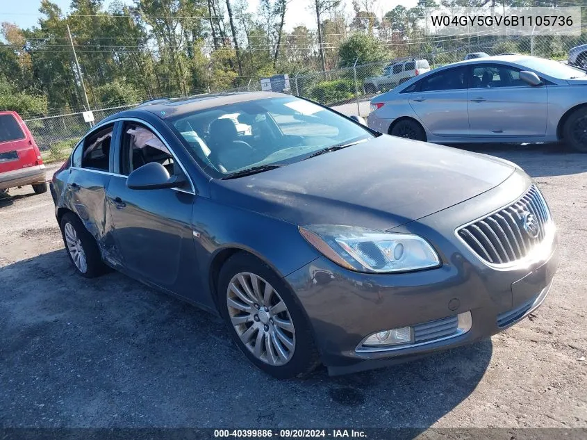 2011 Buick Regal Cxl Turbo Russelsheim VIN: W04GY5GV6B1105736 Lot: 40399886