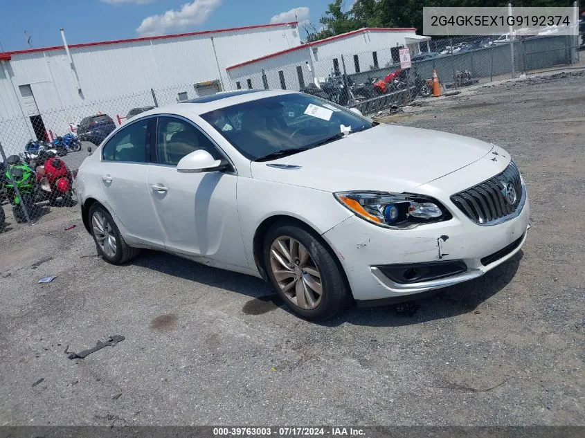 2016 Buick Regal Turbo VIN: 2G4GK5EX1G9192374 Lot: 39763003