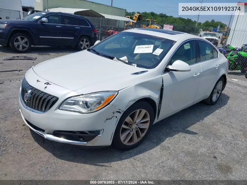 2016 Buick Regal Turbo VIN: 2G4GK5EX1G9192374 Lot: 39763003