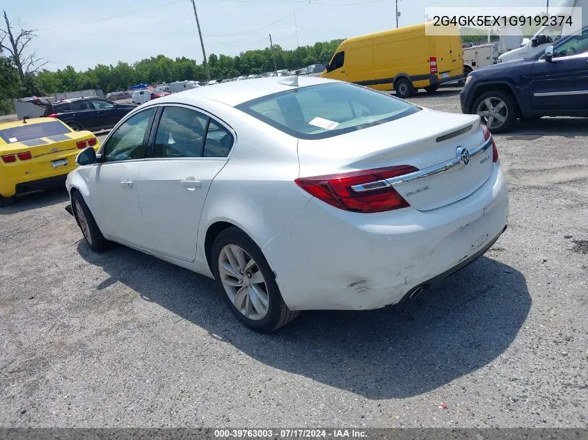 2016 Buick Regal Turbo VIN: 2G4GK5EX1G9192374 Lot: 39763003