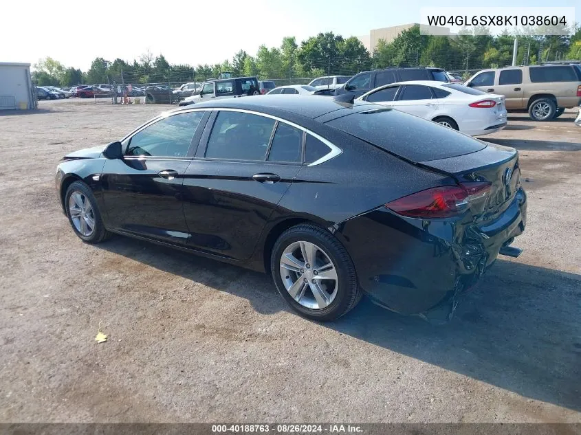 2019 Buick Regal Sportback Fwd Preferred VIN: W04GL6SX8K1038604 Lot: 40188763