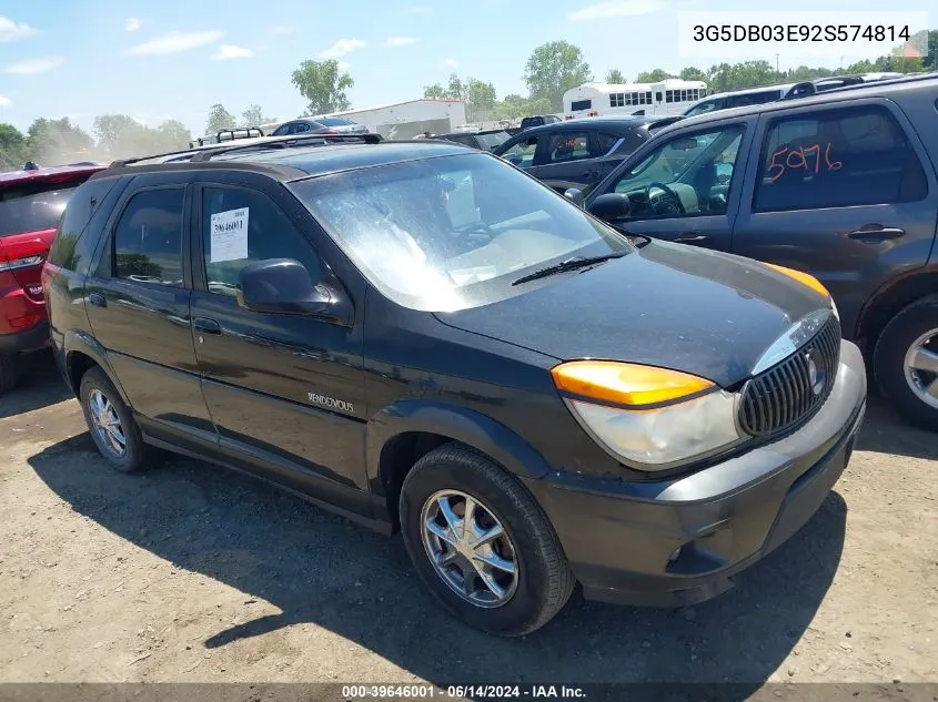 2002 Buick Rendezvous Cxl VIN: 3G5DB03E92S574814 Lot: 39646001