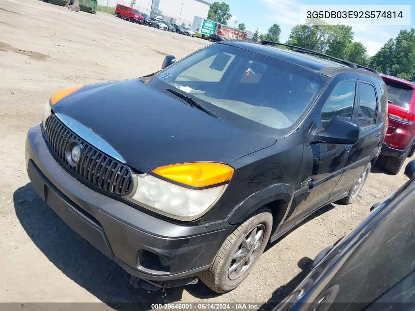 2002 Buick Rendezvous Cxl VIN: 3G5DB03E92S574814 Lot: 39646001