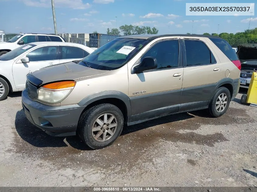 2002 Buick Rendezvous Cx VIN: 3G5DA03EX2S570337 Lot: 39658510