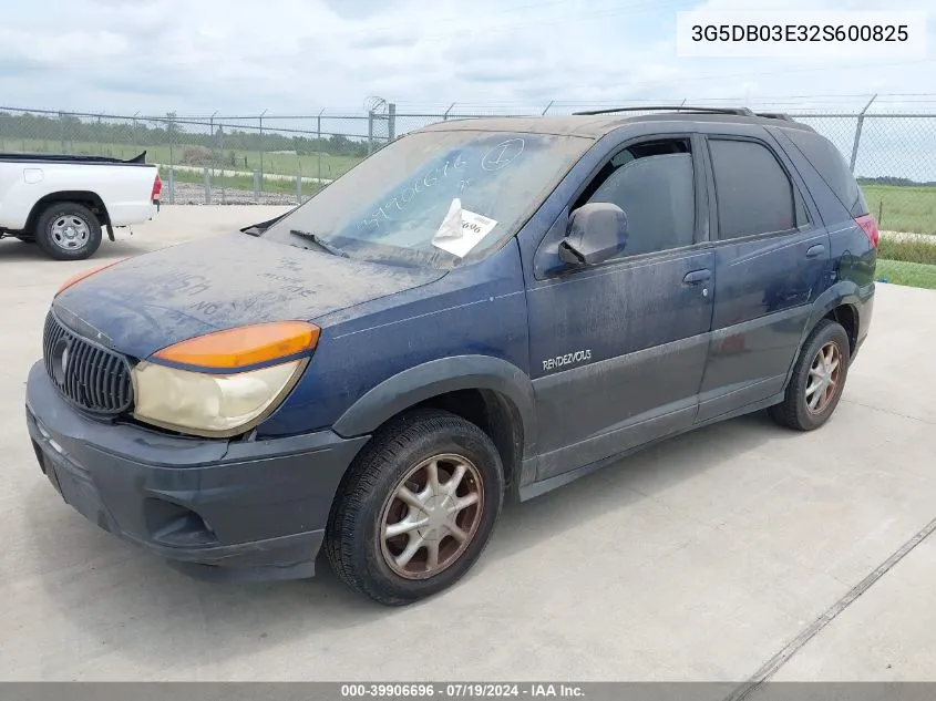 2002 Buick Rendezvous Cxl VIN: 3G5DB03E32S600825 Lot: 39906696