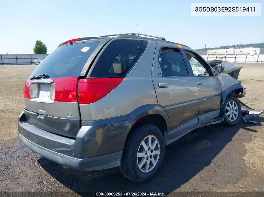 2002 Buick Rendezvous Cxl VIN: 3G5DB03E92S519411 Lot: 39969253