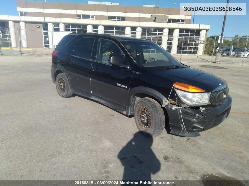 2003 Buick Rendezvous Cx VIN: 3G5DA03E03S608546 Lot: 20160815