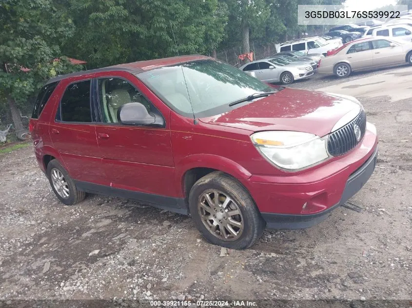 2006 Buick Rendezvous Cx VIN: 3G5DB03L76S539922 Lot: 39921155